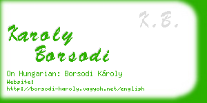 karoly borsodi business card