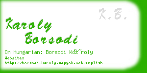 karoly borsodi business card